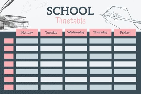 2,630  School Timetable Template Customizable Design Templates | PosterMyWall School Scedual Template, School Time Table Ideas, School Time Table Template, Schedule Design School, School Timetable Design Aesthetic, School Timetable Design, Time Table Design, Timetable School, Study Timetable Template