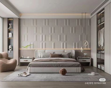 Bed Panelling Modern, Bed Back Design, Luxe Bedroom, Minimalist Bed, Bedroom Interior Design Luxury, Modern Bedroom Interior, Living Room Design Inspiration, Kids Interior Room, Bedroom Decor Design