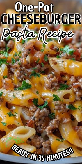 One-Pot Cheeseburger Pasta Hamburger With Pasta Recipes, One Pot Bacon Cheeseburger Pasta, Pasta Dinner Recipes Instant Pot, Ground Beef Cheese Pasta, Bacon Cheeseburger Pasta Bake, Cheeseburger Pasta Dinner, Easy Recipes Using Hamburger Meat, Cheeseburger Pasta Bake, Easy Meals With Bacon