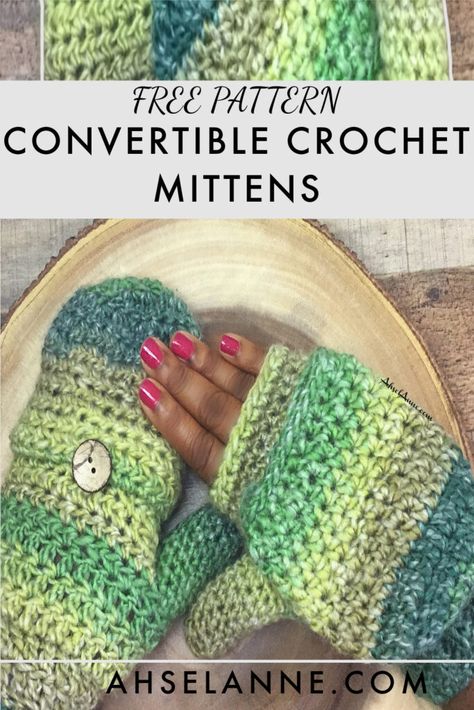 Convertible Gloves Crochet Pattern, Crochet Convertible Mittens Free Pattern, Convertible Mittens Crochet Pattern Free, Crochet Convertible Mittens Pattern, Free Crochet Mittens Pattern, Christmas Scarf Crochet, Mittens Free Pattern, Fingerless Mittens Crochet, Crocheted Gloves