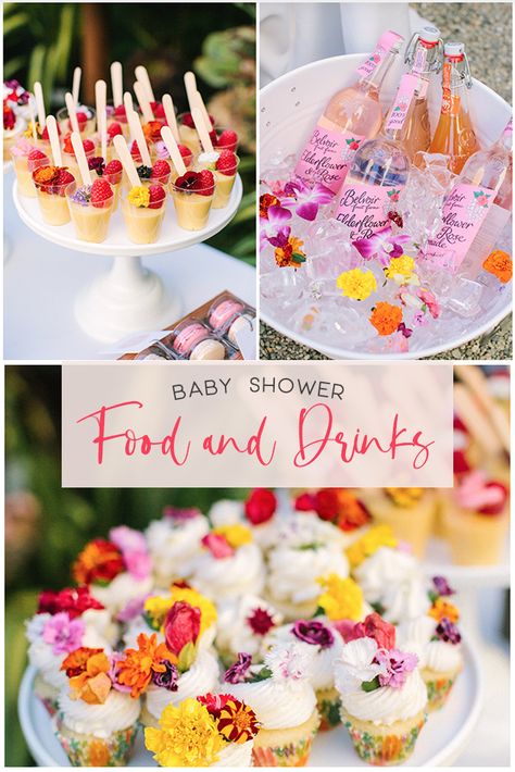 Spring Baby Shower Food, Flower Baby Shower Theme, Baby Shower Luncheon, Wedding Shower Food, Garden Baby Shower Theme, Baby Shower Food For Girl, Baby Shower Fruit, Terrarium Garden, Baby Shower Menu