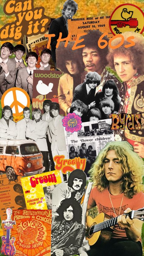 #hippie #hippies #groovy #1960s #60s #swinging60s #psychdelic #psychedelicrock #rock #ledzeppelin #woodstock #jimihendrix #thebeatles #bobdylan #garagerock #peace 60s Fashion Hippie Woodstock, 60s Folk Aesthetic, 60s Rock Aesthetic, 1960s Background, Courtney Core, 60s Fashion Hippie, Hippie Background, Rock Collage, Aesthetic 60s