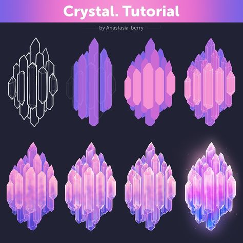 Crystal. Tutorial | Patreon Crystals Digital Art, Anime Website, Crystal Tutorial, Magic Tutorial, Digital Art Tutorial Beginner, Anime Ocs, Procreate Tips, Concept Art Tutorial, Sketch Poses