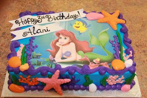 Ariel Sheet cake Ariel Sheet Cake, Mermaid Sheet Cake, Little Mermaid Birthday Cake, Ariel Cake, Ariel Birthday Party, Little Mermaid Cakes, Girly Birthday Party, Mermaid Birthday Party Decorations, Mermaid Birthday Cakes