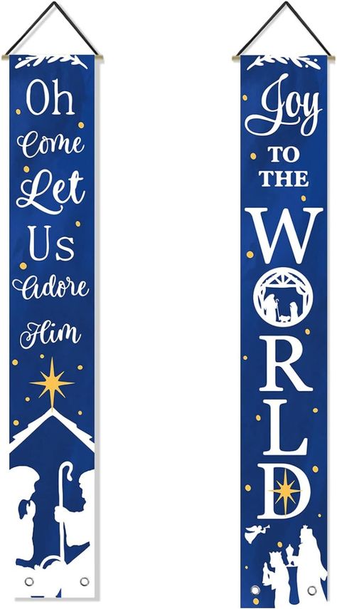 AVOIN colorlife Joy To The World Christmas Nativity Porch Sign, Winter Holiday Hanging Banner Flag for Yard Indoor Outdoor Party 12 x 72 Inch Joy To The World Porch Sign, Joy To The World Christmas Decoration, Holiday Banner, Banner Flag, Hanging Banner, Porch Sign, Christmas Banners, Christmas Door Decorations, Christmas Nativity