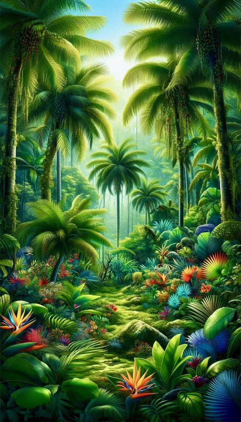 Tropical Forest Tattoo, Beautiful Murals, Green Nature Wallpaper, Autumn Leaves Wallpaper, Pretty Nature Pictures, Best Nature Wallpapers, Forest Tattoos, Rose Flower Pictures, Jesus Christ Artwork