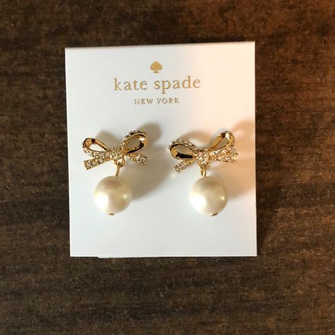 Brand New And Never Been Worn Kate Spade Drop Pearl Earrings! In Original Packaging And Tags Attached. Drop Pearl Earrings, Spade Earrings, Kate Spade Jewelry Earrings, Knot Studs, Kate Spade Earrings, Mini Bows, Jewelry Brand, Spade Jewelry, Kate Spade Jewelry