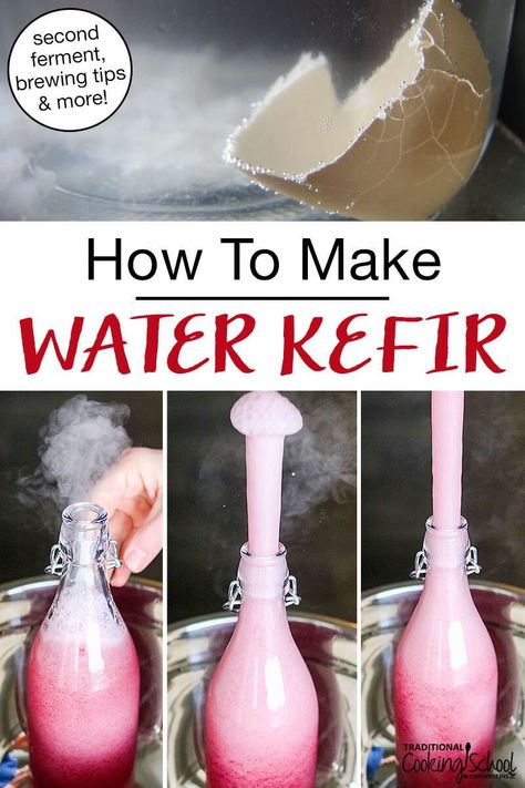 Trying to kick the soda habit? Water kefir is the perfect naturally fermented, actually healthy soda! Think gut-friendly probiotics + refreshing fizz + endless flavor possibilities... AND it doesn't leave you with a sickly sweet upset stomach. :) Here's everything you need to know about water kefir -- how to make, store it, bottle it for a second ferment, plus troubleshooting and my best 5 brewing tips for beginners! #recipes #healthy #fermenting #waterkefir #soda Water Kefir Soda, Water Kefir How To Make, Kefir Soda, Kefir Water, Fermenting Foods, Beginners Recipes, Resep Vegan, Water Kefir Grains, Lacto Fermented