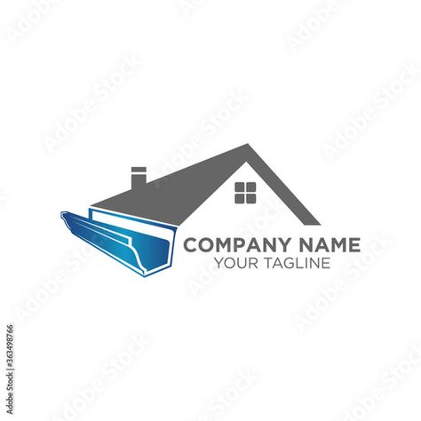 Roofing Logo, Product Sketches, Cow Pictures, Cleaning Logo, Rain Gutters, Cleaning Gutters, Roofing Materials, Vector Template, House Roof