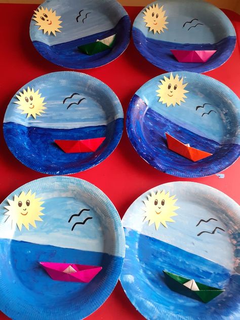 Paper Plate Summer Crafts For Kids, Paper Plate Painting Ideas, Paper Plate Painting, Paper Plate Diy, Summer School Crafts, Paper Plate Art, Flower Crafts Kids, Summer Arts And Crafts, Paper Plate Craft