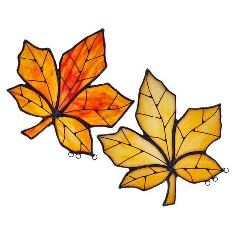 Fall Leaf Decor, L'art Du Vitrail, Window Stained, Indoor Window, Stained Glass Window Panel, Stained Glass Ornaments, Stained Glass Window Hanging, Fall Leaf, Stained Glass Panels