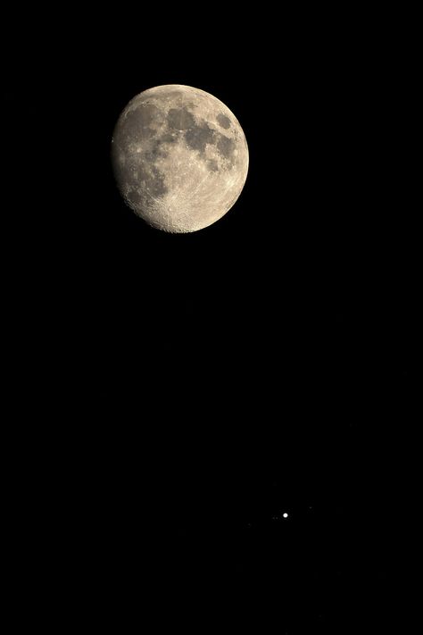 Images taken with a Celestron C90, focal length 1000 mm, F11 on a simple tripod Camera Canon EOS 5D Mark II Exposure Program: Manual Location: 45°21'32.96"N 9°19'11.06"E Date/Time Original: 2017:05:07 23:15:10 UTC Elevation: 94 m above sea level Post production: Canon Digital Photo Professional 4.5.10.1, Gimp 2.8.20   Moon image Exposure Time: 1/100 s ISO: 500   Jupiter image  Exposure Time: 0.4 s ISO: 1000 Moon Images, Camera Canon, Post Production, Sea Level, Focal Length, Canon Eos, Moon