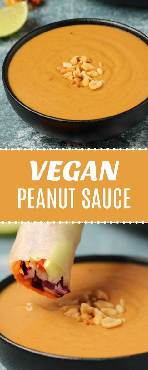 Vegan Peanut Sauce, Vegan Sauce Recipes, Peanut Sauce Recipe, Thai Peanut Sauce, Vegan Party Food, Vegan Dip, Thai Peanut, Vegan Sauces, Vegan Appetizers