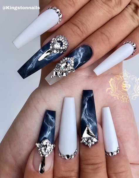 White storm lightning thunder nails Storm Nails, June Nails, Nails Birthday, Manicure Designs, Nail Board, Queen Nails, Pointed Nails, Pretty Nail Designs, Creative Nail Designs