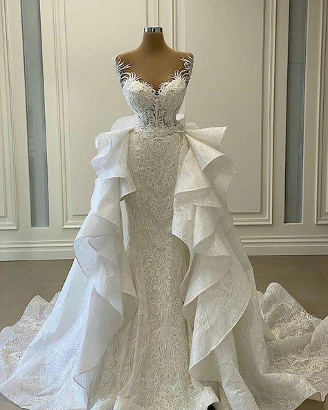 Mermaid Wedding Dress With Detachable, Wedding Dress With Detachable Train, Dress With Detachable Train, Kirkenes, White Mermaid, Detachable Train, Bridal Gowns Mermaid, Wedding Gowns Mermaid, Applique Wedding