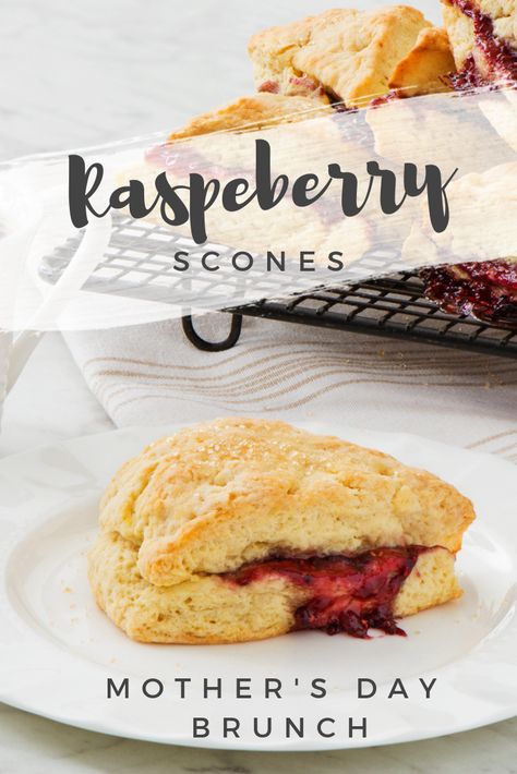 Treat mom to traditional scones filled and baked with raspberry jam Jam Filled Scones, Baking With Raspberry Jam, Raspberry Jam Scones, Jam Scones Recipe, Rasberry Scones, Raspberry Rhubarb Jam, Traditional Scones, Raspberry Scones, Scone Recipes