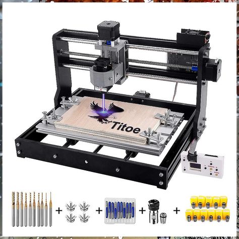 2 in 1 7000mW CNC 3018 Pro Engraver Machine,GRBL Control 3 Axis DIY Router Kit Plastic Acrylic PCB PVC Wood Carving Milling Engraving Machine with Offline Controller+10PCS Router Bit(Black) Woodworking Cnc Machine, Engraver Machine, Cnc Programming, Diy Router, Cnc Engraving Machine, Programming Tutorial, Cnc Milling Machine, Cnc Router Machine, Router Machine