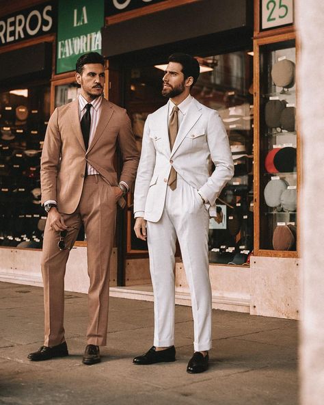 @puroego_official posted on their Instagram profile: “SEASONAL TAILORING: Safari Suit or Tangerine?#PuroEGO SS21 . . #instastyle #instafashion #mode…” Latest Wedding Suits, Linen Tuxedo, Linen Wedding Suit, Wedding Suit Groom, Blazer Wedding, Groomsmen Tuxedos, Suit Groom, Wedding Suits Groom, Wedding Linens