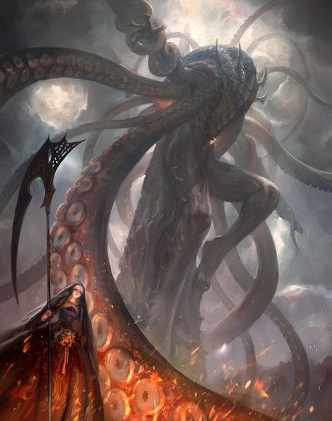 ArtStation - The octopus, in shoo Lovecraftian Horror, Dark Creatures, Cthulhu Mythos, Cosmic Horror, 다크 판타지, Monster Concept Art, Fantasy Monster, Sea Monsters, Monster Design