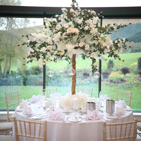 Wedding Trees Indoor, Cherry Blossom Centrepieces, Blossom Table Centrepiece, Light Up Tree Centerpieces Wedding, Forest Centerpieces, Tree Centrepiece Wedding, Blossom Tree Centrepiece Wedding, Tall Cherry Blossom Centerpieces, Enchanted Forest Centerpieces