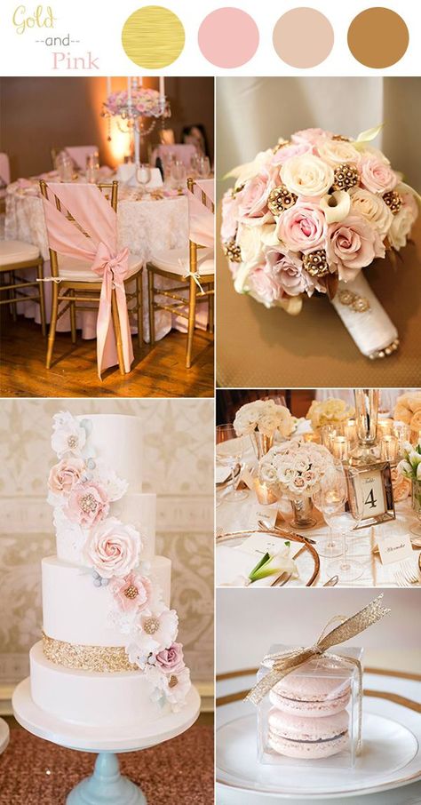 vintage pink and gold wedding color ideas for 2016 Gold Wedding Colors, Pink And Gold Wedding, Spring Wedding Colors, Rose Gold Wedding, Super Ideas, Wedding Color Schemes, Trendy Wedding, Wedding Themes, Pink Wedding