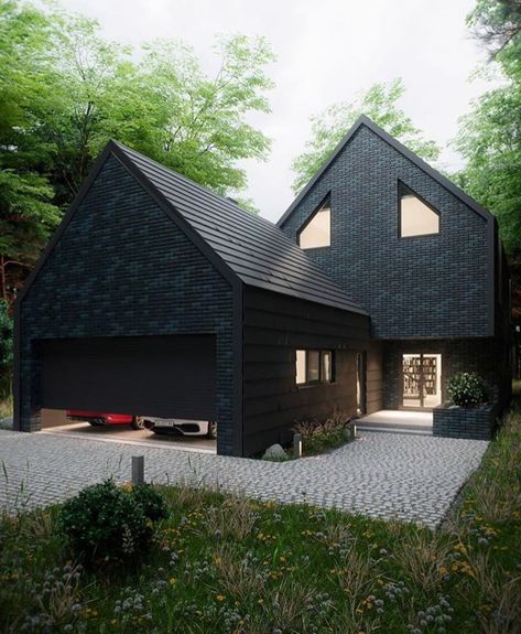 Random Inspiration 314 - UltraLinx Black Brick, Brick House, Driveway, Black House, A Black, Trees, Exterior, On Instagram, Instagram