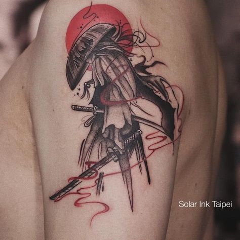 Top 85 Best Ronin Tattoo Ideas - [2021 Inspiration Guide] Japanese Ninja Tattoo Design, Sumari Tattoo, Trash Polka Japanese Tattoo, Tattoo Ideas Anime Inspiration, Japanese Swordsman Tattoo, Samurai Tattoo Design Ideas For Men, Ronin Tattoo Design, Japanese Ronin Tattoo, 47 Ronin Tattoo