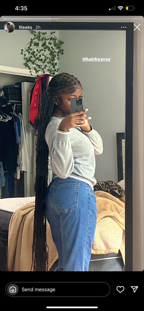 Outfits With Braided Ponytail, Knotless Braids Hairstyle, Knotless Braids Hairstyles Styles, Box Braid Inspo Pics, Cute Outfits With Braids, Protective Styles For Summer, Distressed Locs Hairstyles, Winter Hairstyles For Black Women Braids, Knotless Hairstyles Ideas