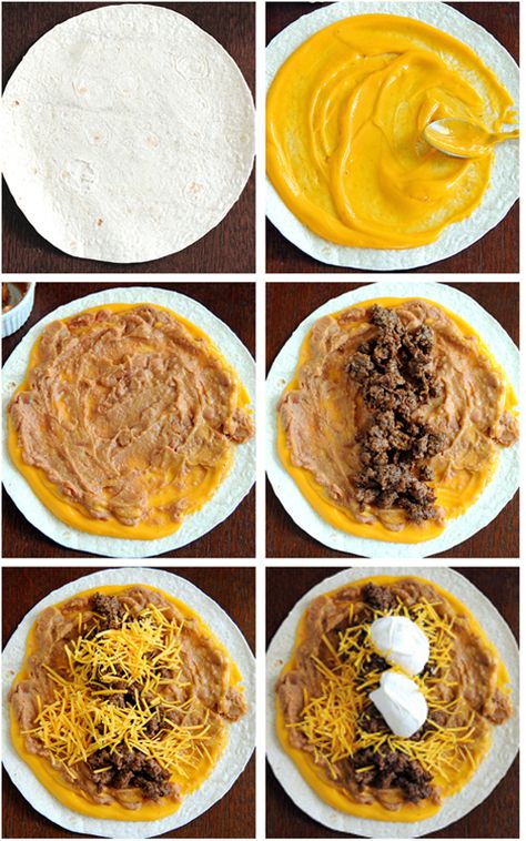 Five Layer Beef Burrito 5 Layer Burrito, Diy Fast Food, Burrito Healthy, Beef Burrito, Burritos Recipe, Taco Bell, Recipes Vegetarian, Cheap Meals, Mexican Dishes