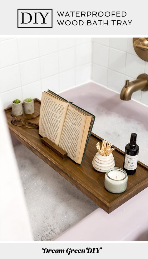 Diy Bathtub Tray, Wood Bath Tray, Diy Bathtub, Tub Tray, Bathtub Caddy, Bathtub Tray, Wood Bath, How To Waterproof Wood, Wooden Bath