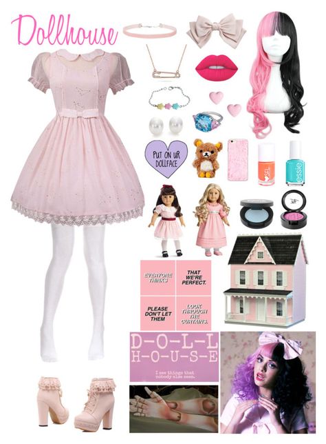 "Dollhouse - Melanie Martinez" by ender1027 ❤ liked on Polyvore featuring Dollhouse, Cara, Essie, Lime Crime, Beauty Is Life, FACE Stockholm, River Island, Miss Selfridge, Bling Jewelry and Hamilton Melanie Martinez Dress Style, Melanie Martinez Dollhouse Outfit, Melanie Martinez Music Video Outfits, Melanie Martinez Inspo Outfit, Melanie Martinez Aesthetic Clothes, Melanie Martinez Tour Outfits, Melanie Martinez Style Outfits, K-12 Inspired Outfits, Crybabycore Outfits