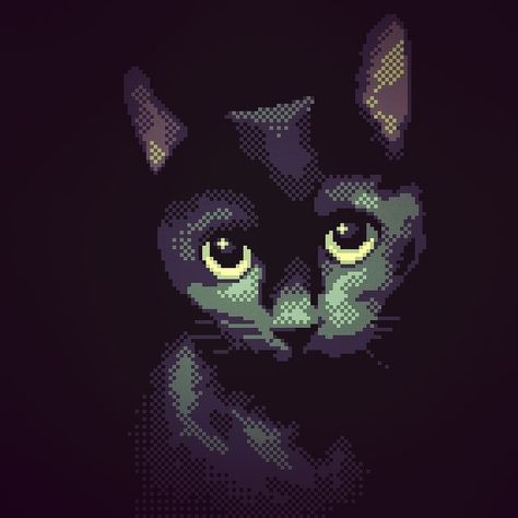 Pixel art portrait of a black cat Pixel Black Cat, Pixel Art Chat, Cat Pixel Art, Pixel Art, Black Cat, Batman, Drawings, Fictional Characters, Quick Saves