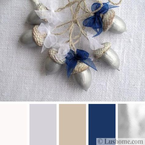 Silver Blue Christmas Color Combinations, Winter Inspired Holiday Decor Ideas Gray Colour Combination, Silver Color Combinations, Christmas Color Combinations, Blue Table Decorations, Silver Color Palette, Blue Christmas Tree Decorations, Christmas Colour Schemes, Holiday Decor Ideas, Blue Combination