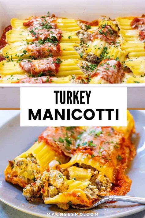 Chicken Manicotti, Delicious Turkey Recipes, Baked Manicotti, Healthy Turkey Recipes, Cannoli Recipe, Manicotti Recipe, Turkey Pasta, Turkey Casserole, Fried Turkey