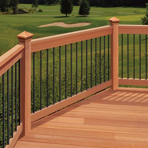 Aluminum Porch Railing, Metal Deck Railing, Aluminum Railing Deck, Aluminum Balusters, Deck Balusters, Deck Railing Design, Metal Deck, Modern Deck, Railing Ideas