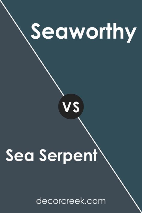 Sea Serpent SW 7615 by Sherwin Williams vs Seaworthy SW 7620 by Sherwin Williams Seaworthy Sherwin Williams, Ocean Blue Paint, Blue Vibe, Dark Mysterious, Sea Serpent, Romantic Colors, Meditation Room, Deep Colors, Coordinating Colors