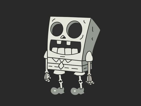 Spongebob Artwork, Spongebob Skeleton, Skeleton Meme, Spongebob Halloween, Spongebob Tattoo, Sketch Tattoos, Spongebob Cartoon, Trash Art, Graffiti Characters