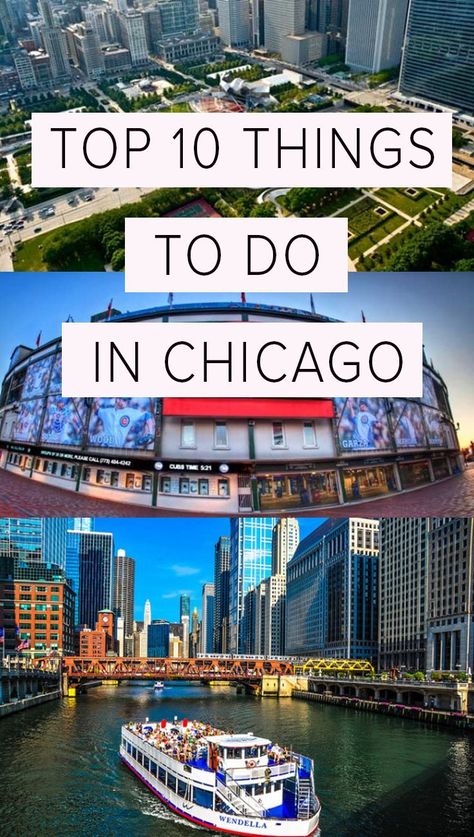 The top things you can't miss in Chicago! If you're traveling to the Windy City be sure to check out this list of 10 amazing things to do and see in Chicago. These tips will help ensure you have a blast and that you don't miss some of the best attractions in Chicago. #TravelTips #ChicagoTravel #Illinois #Chicago #ThingsToDo Chicago Vacation, Illinois Travel, Chicago Riverwalk, Things To Do In Chicago, Visit Chicago, Midwest Travel, Chicago Travel, Usa Travel Guide, Text Overlay