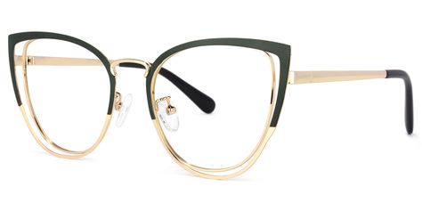 Harvey Cateye Dark-Green Glasses | Zeelool Optical How To Fix Glasses, Types Of Glasses, Black Glasses, Fashion Eye Glasses, Prescription Glasses Online, Eyeglass Chain, Optical Glasses, Glasses Online, Kids Sunglasses