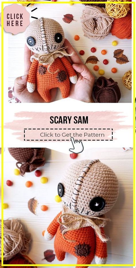 Sam Halloween, Amigurumi Easy, Halloween Amigurumi, Fall Crochet Patterns, Fall Crochet, Crochet Halloween, Halloween Crochet Patterns, Crochet Design Pattern, Halloween Pattern