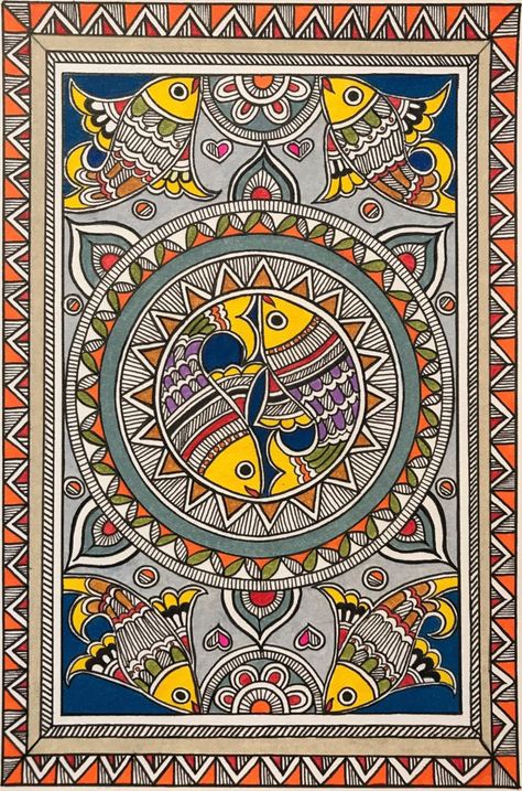 Madhubani Folk Art, Madhubani Illustration, Pichwai Art Paintings, Madhubani Designs, Madhubani Paintings Peacock, Digital Rendering, Kalamkari Painting, Mandala Art Therapy, Design Mandala