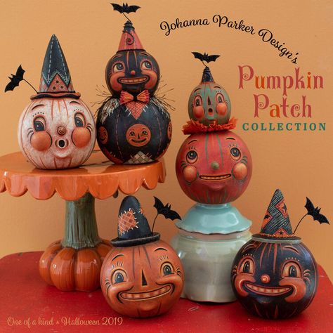 Joanna Parker Halloween, 50s Halloween, Joanna Parker, Vintage Halloween Crafts, Folk Art Ornament, Vintage Halloween Art, Vintage Halloween Images, Clever Halloween, Whimsical Patterns