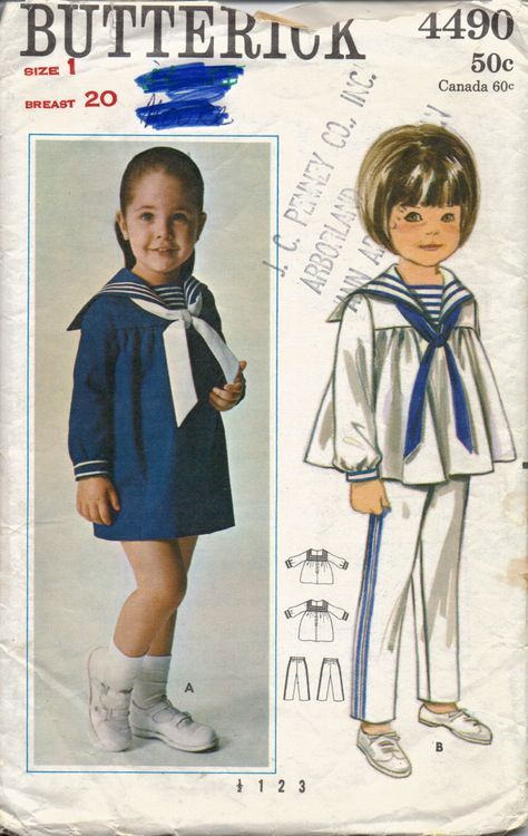 Toddler Girls Sailor Dress Pattern Girl Sailor от JLDixonCrafts Girls Sailor Dress, Sailor Style, Suit Pattern, Girl Dress Patterns, Sailor Fashion, Sailor Dress, Sailor Collar, Full Dress, Couture Vintage