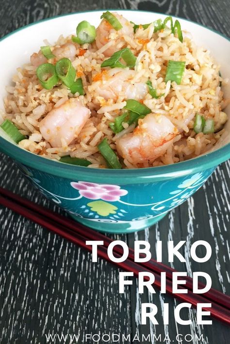 Tobiko Fried Rice Tobiko Recipe, Okinawan Recipes, Asian Rice, Japanese Recipes, Shrimp Dishes, Different People, Asian Fusion, On The Menu, Rice Recipe