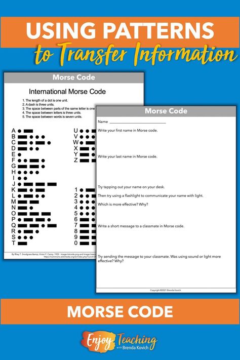 Fourth Grade students use a one-page guide to write their own messages using patterns in Morse Code. Geology Activities, Physical Science Activities, Fourth Grade Science, Steam Activities, Teacher Education, Easy Science, Teach Kids, Morse Code, Physical Science