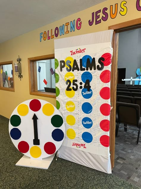 Jesus Games, Game Vbs, Twists And Turns Vbs, Game Night Decorations, Board Game Themes, Teen Ministry, Catholic Schools Week, Bulletin Boards Theme, Theme Nights