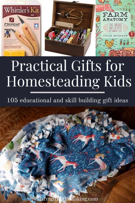 Practical Gifts for Homesteading Kids | A Farm Girl in the Making Best Homesteading Books, Non Toy Christmas Gifts For Kids, Homesteader Gifts, Non Toy Gifts For Kids, Homestead Gifts, Morning Outside, Homesteading Family, Homesteading Life, Live A Simple Life