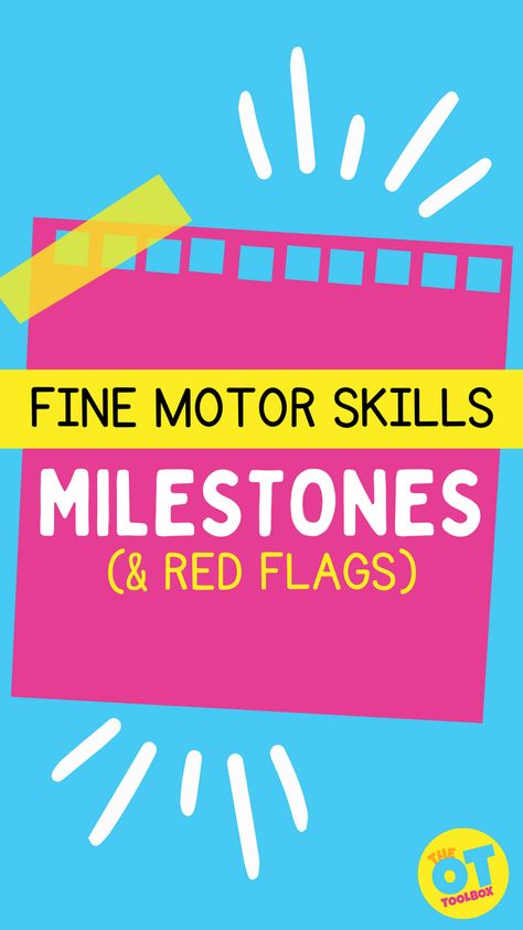 Fine motor development begins at birth and continues through the teen years. Do you know ages for fine motor milestones? This occupational therapy resource includes a printable handout on the development of fine motor skills and red flags you should look for when it comes to fine motor skills development. Fine Motor Skills Development Chart, School Based Therapy, Preschool Assessment, Fine Motor Development, Occupational Therapy Assistant, Motor Development, I Can Statements, Fine Motor Skills Development, Fine Motor Skills Activities