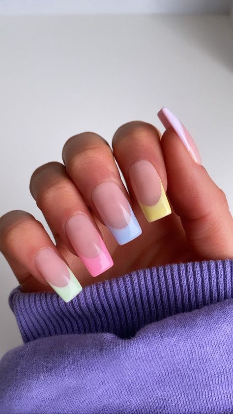 Ongles Bling Bling, French Manicure Acrylic Nails, Pastel Nails Designs, Bunny Nails, Graduation Nails, Spring Acrylic Nails, French Tip Acrylic Nails, Long Square Acrylic Nails, Easter Nails