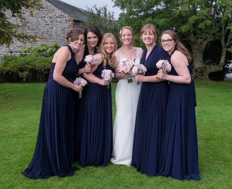 Saphire | Jewel tone | Classic ballgown Infinity Bridesmaid Dress, Infinity Dress Bridesmaid, Dark Navy Bridesmaid Dresses, Navy Bridesmaids, Wedding Navy, Wedding Bridesmaids Dresses Blue, Cheap Gowns, Convertible Bridesmaid Dress, Multi Way Dress